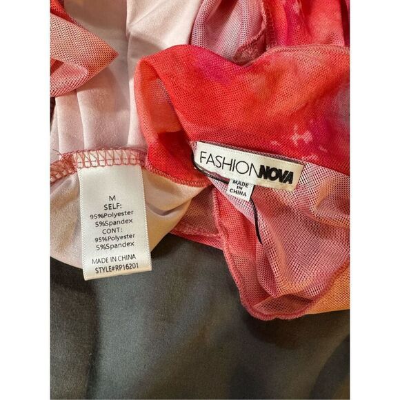 Fashion Nova V neck multicolor front tie mesh skirt M - Picture 8 of 8